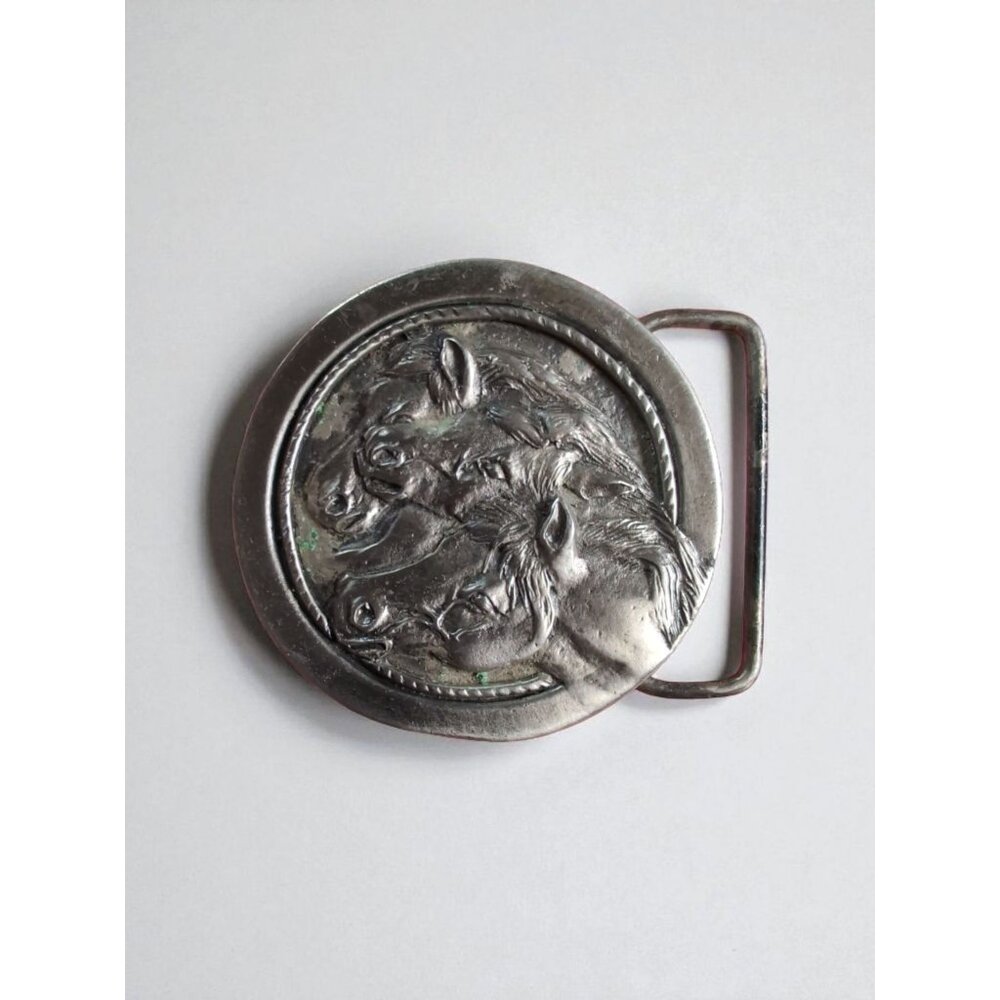 Spec Cast Inc Wild Horses Belt Buckle Silver Tone Vintage Western Style